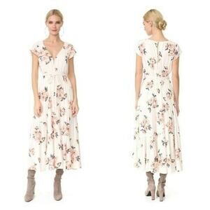 Free People ALL I GOT Cream Floral Midi Dress Size 2